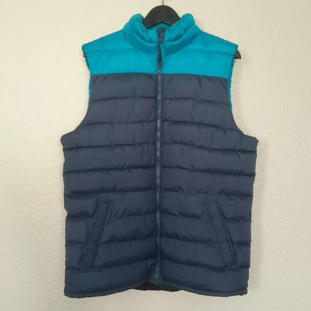 OLD‎ NAVY San Francisco California Men's Blue Full Zip Quilted Vest Size M Tall